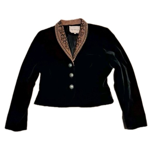 Double D Ranch Jackets & Blazers - Double D Ranch Black Velvet Studded Blazer Jacket Medium